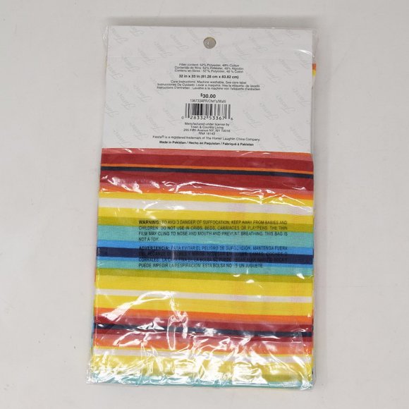 Fiesta Ware Half Apron Unisex One Size Adjustable Waist Ties Rainbow Stripes New - Picture 3 of 11